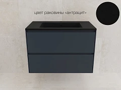 Тумба с раковиной Style Line Лима 80 подвесная графит (раковина Line 80*48 антрацит)