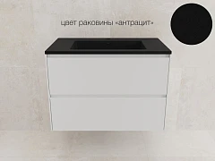 Тумба с раковиной Style Line Лима 80 подвесная белая матовая (раковина Line 80*48 антрацит)