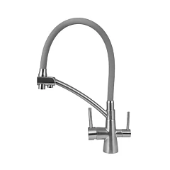 Смеситель Olive’s Balear 13455BL для кухни с гибким изливом и функцией подключения фильтра сатин