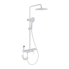 Душевая стойка Olive’s Kabrera 37294KBW с изливом и гигиенической лейкой белая матовая