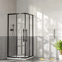 Душевой уголок Esbano Flex ESF-80D1+100D2-B 100*80*195 профиль черный матовый L/R без поддона