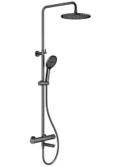 Душевая система Splenka для ванны и душа с термостатом графит, вороненая сталь