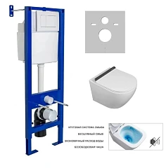 Комплект инсталляции Berges Atom Tor с унитазом CeruttiSpa "Торнадо" клавиша смыва белая
