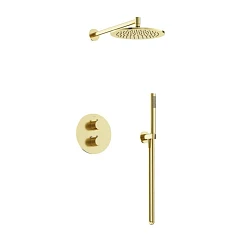 Душевой комплект Sancos Etna SC9010BG с термостатом скрытый монтаж брашированное золото