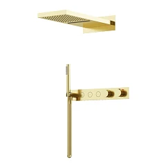 Душевой комплект Sancos Linn SC9023BG с термостатом скрытый монтаж брашированное золото