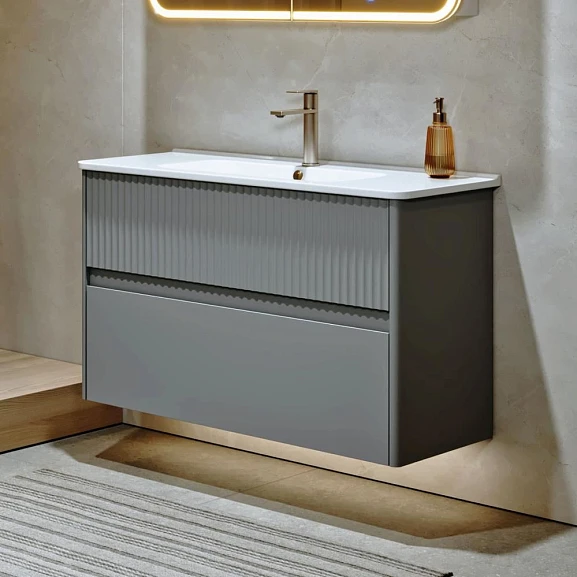 Тумба с раковиной Alavann Wave 105 голубой деним