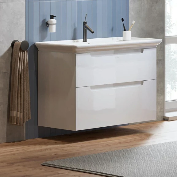 Тумба с раковиной Alavann Berta 105 белый глянец