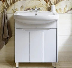 Тумба с раковиной Alavann Crystal 75 белый глянец