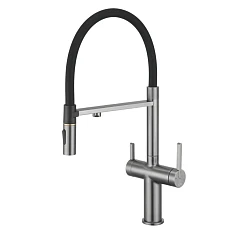 Смеситель для кухни Rose с подключением фильтра для воды R458T, оружейная сталь