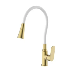 Смеситель Splenka S41.43.03 для кухни с гибким изливом золотой сатин