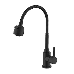 Смеситель Splenka S201.47.06 для кухни с гибким изливом черный матовый