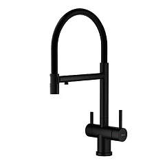 Смеситель Splenka S70.63.06 для кухни с гибким изливом и функцией подключения фильтра черный матовый