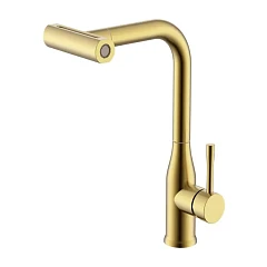 Смеситель Splenka S206.49.03 для кухни с мультифункциональным выдвижным изливом золотой сатин
