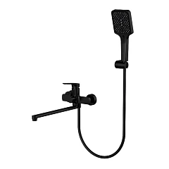 Смеситель Splenka S30.22.06 универсальный с душевыми аксессуарами черный матовый