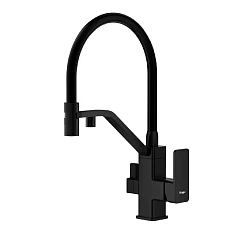 Смеситель Raglo R85.62.06 для кухни с гибким изливом и функцией подключения фильтра черный матовый