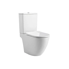 Унитаз-компакт Aquatek Европа AQ2903T-00 38,5*63 безободковый с крышкой-сиденьем микролифт Slim, смыв Торнадо (воронка-водоворот) 