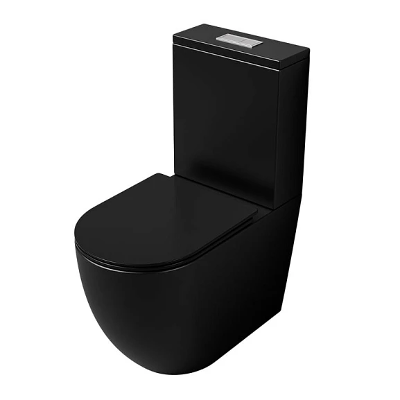 Унитаз-компакт Grossman GR-4494BMSQ 36*64 Tornado безободковый черный матовый с крышкой-сиденьем микролифт Slim