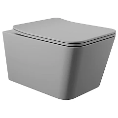 Подвесной унитаз Aqueduto Macio 37*52 безободковый с крышкой-сиденьем микролифт серый матовый