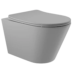Подвесной унитаз Aqueduto Cone 36*52,5 безободковый с крышкой-сиденьем микролифт серый матовый