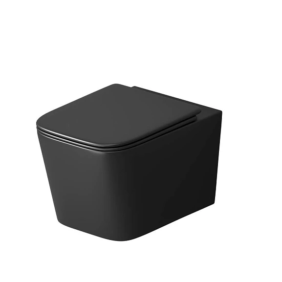 Подвесной унитаз Grossman GR-4404BMSQ 34*48,5, черный матовый с крышкой-сиденьем микролифт Slim