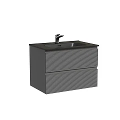 Тумба с раковиной Sancos Folk 70 Grey soft (раковина Element CN7007MB черная матовая)