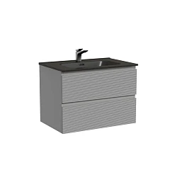 Тумба с раковиной Sancos Folk 70 Ergraut soft (раковина Element CN7007MB черная матовая)