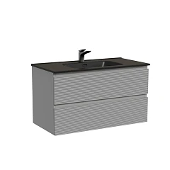 Тумба с раковиной Sancos Folk 90 Ergraut soft (раковина Element CN7002MB черная матовая)