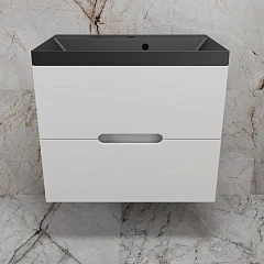 Тумба с раковиной Style Line Матис 70 белая матовая (раковина Asti 70*45 антрацит)