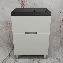 Тумба с раковиной Style Line Матис 60 напольная олива (раковина Asti 60*45 антрацит)