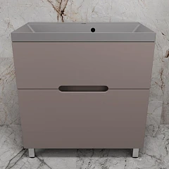 Тумба с раковиной Style Line Матис 80 напольная тауп темный (раковина Asti 80*45 серый шелк)