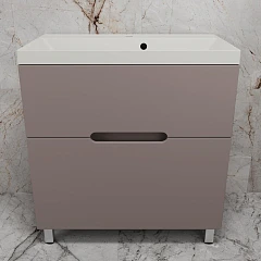 Тумба с раковиной Style Line Матис 80 напольная тауп темный (раковина Asti 80*45 жасмин)