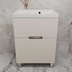 Тумба с раковиной Style Line Матис 60 напольная крем (раковина Asti 60*45 жасмин)