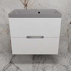 Тумба с раковиной Style Line Матис 70 белая матовая (раковина Asti 70*45 серый шелк)