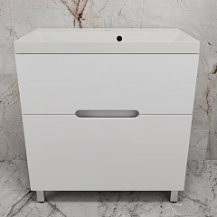 Тумба с раковиной Style Line Матис 80 напольная белая матовая (раковина Asti 80*45 жасмин)