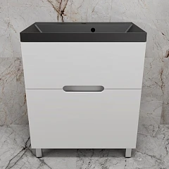 Тумба с раковиной Style Line Матис 70 напольная белая матовая (раковина Asti 70*45 антрацит)