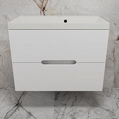 Тумба с раковиной Style Line Матис 80 белая матовая (раковина Asti 80*45 жасмин)