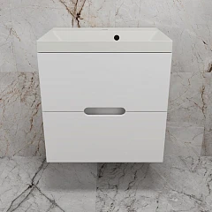 Тумба с раковиной Style Line Матис 60 белая матовая (раковина Asti 60*45 жасмин)