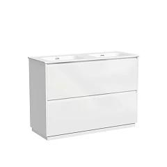 Тумба с раковиной Sancos Libra 120 напольная белый глянец (двойная раковина Element CN7004)
