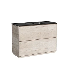Тумба с раковиной Sancos Libra 120 напольная дуб галифакс натуральный (раковина Element CN7006MB черная матовая)