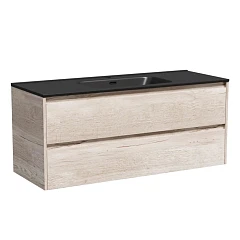 Тумба с раковиной Sancos Libra 120 дуб галифакс натуральный натуральный (раковина Element CN7006MB черная матовая)