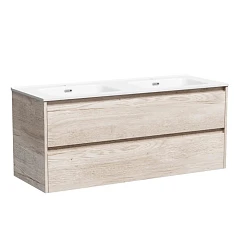 Тумба с раковиной Sancos Libra 120 дуб галифакс натуральный (двойная раковина Element CN7004)