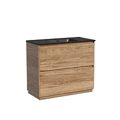 Тумба с раковиной Sancos Libra 100 напольная дуб чарльстон (раковина Element CN7003MB черная матовая)