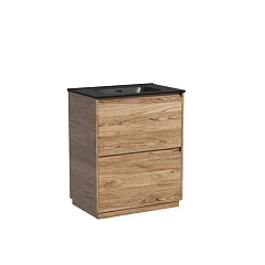 Тумба с раковиной Sancos Libra 70 напольная дуб чарльстон (раковина Element CN7007MB черная матовая)