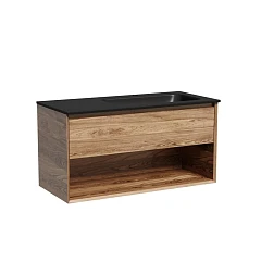 Тумба с раковиной Sancos Marmi 1.0 100 дуб чарльстон R (раковина Grace CN7015MB черная матовая)