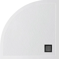 Душевой поддон BelBagno Uno 90*90*3,5 четверть круга белый с сифоном и черной матовой декоративной накладкой