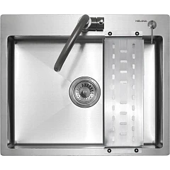 Кухонная мойка Melana ProfLine 60*50 врезная прямоугольная сатин с дозатором и коландером