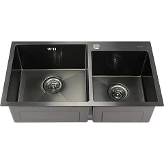 Кухонная мойка Melana ProfLine 78*43 двойная врезная прямоугольная графит