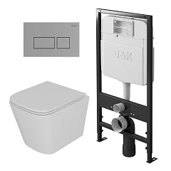 Комплект инсталляции DQ DI8055119 с безободковым унитазом Berlin, клавиша смыва Berlin хром