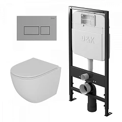 Комплект инсталляции DQ DI8055119 с безободковым унитазом Matrix, клавиша смыва Berlin хром