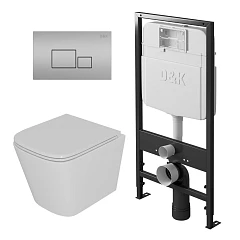 Комплект инсталляции DQ DI8055119 с безободковым унитазом Berlin, клавиша смыва Quadro матовый хром
